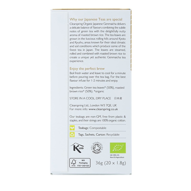 Clearspring Organic Japanese Genmaicha - 20 Tea Sachets