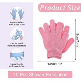 6 Pcs Exfoliating Gloves, Bamboo Shower Gloves, Bamboo Exfoliator Mitt Body Scrub Exfoliating Washcloths Scrubbing Glove for Shower, Spa, Massage and Dead Skin Cell Remover Loofah
