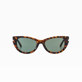 Long Keeper Retro Cat Eye Sunglasses Womens Trendy Gloss Triangle Cateye Sun Glasses Vintage Shades UV400 Protection (Leopard Green)