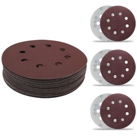 Qjaiune 25PCS 5 Inch Sanding Discs Hook and Loop 400 Grit Sanding Pads, 8 Hole Orbit Sander Pads Round Sandpaper Discs for Random Orbital Sander