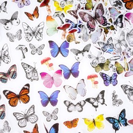 100 Pieces Butterfly Stickers,Vintage Butterfly Washi Stickers for Nature Scrapbook Supplies Junk Journal Planners Laptops Paper Crafts Photo Albums Calendars