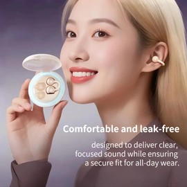 HDKKE Upgraded Open Ear Earbuds Clip-On Earbuds Comfortable fit & Crystal-Clear Sound, 80H Playtime Bluetooth 5.4 Wireless Headphones for Women Ideal for SmallEars,Sports,Workouts,（Champagne Gold）