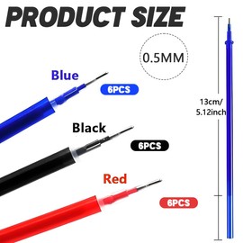 LACHT 24 Erasable Refills, Legami Pens, Compatible with Legami, Easy to Erase - Pen Tip 0.5 mm, Height 13 cm, Legami Pens, Legami Pencil Case, 3 Colours