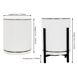 MONOSUGO Ceramic Pencil Cup for Desk, White and Black Pen Holder for Desk, Desktop Makeup Brush Holder, Black Ceramic Pencil Holder