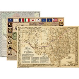 Texas History - 3 Map Classroom Bundle - Includes a Texas Revolution Map (1836), Texas and the Comanches Map (Mid 1800's), and a Texas Great Cattle Trails Map (1876) - 3 Laminated, Poster Size Maps by