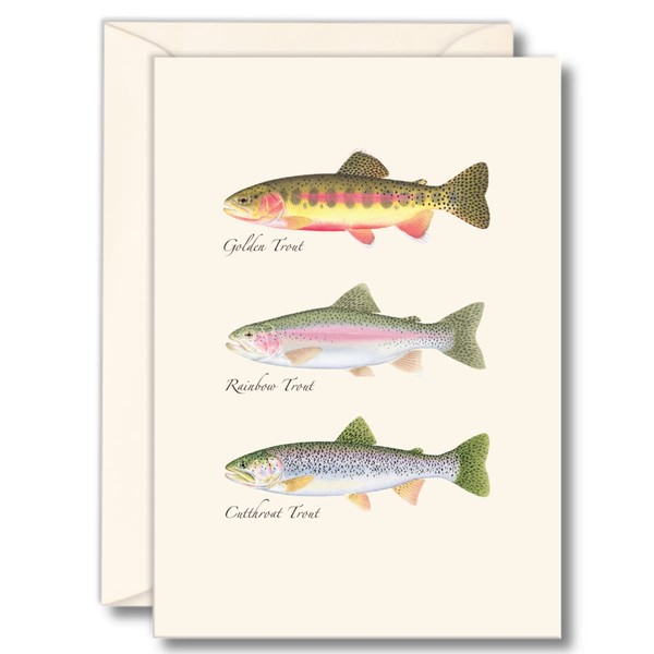 Earth Sky + Water - Western Trout Trio Notecard Set - 8 Blank Cards with Envelopes