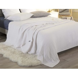 Sterling Creek Dawson Star Muslin Cotton Blanket Three Layers Lightweight Breathable Gauzy Blanket for Adults, All Season (Throw, White)