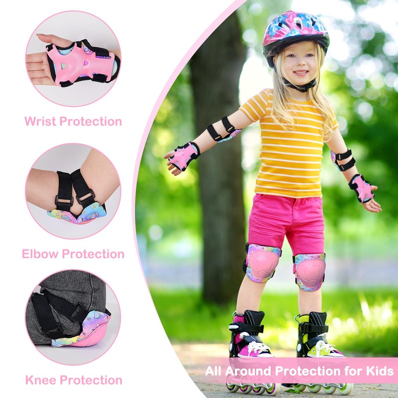 Unicorn Castle Knee and Elbow Pads Wrist Guards Set for