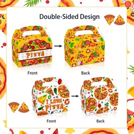 Roaring Good Time 12 PCS Pizza Party Favor Boxes Pizza Goodie Treat Bags Pizza Themed Birthday Party Supplies Pizza Party Decoration Pizza Party Favor Bags