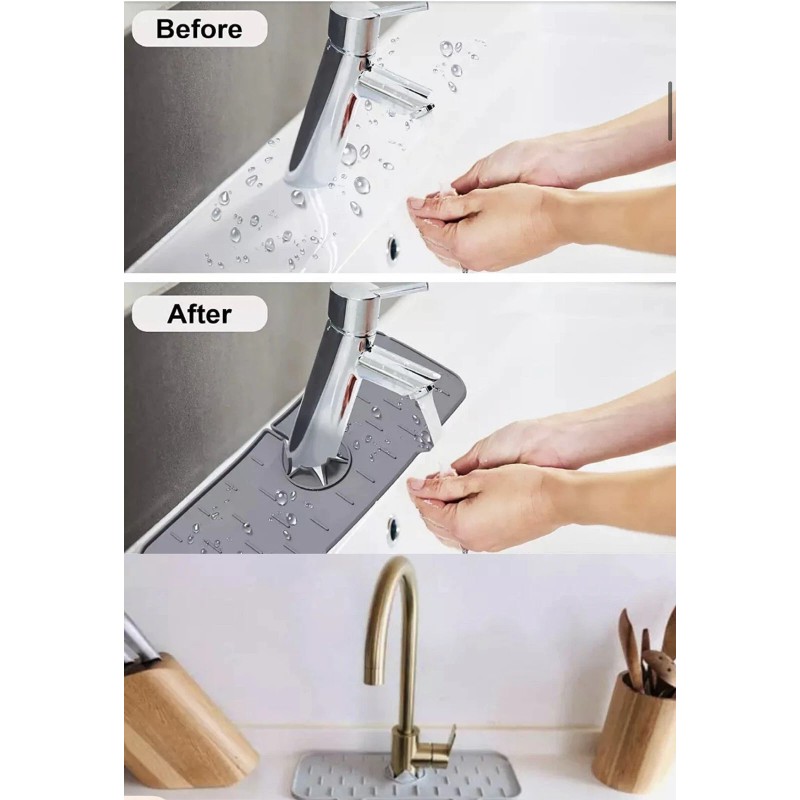 Silicone Faucet Mat Kitchen Sink Splash Guard Bathroom Sink Draining