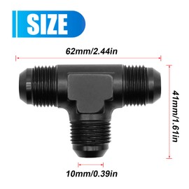 Vkinman 8AN Male Flare Tee Fitting Adaptor Aluminum Male T Fuel Hose Union Black (8AN)