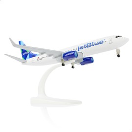 QIYUMOKE 1/300 737 Die-cast Metal Airplane Model -Jet Bule Airplane Model for Adult -Model Plane with Stand (8.3 inches Long) Aviation Enthusiasts Gifts, Desktop Display Decorations