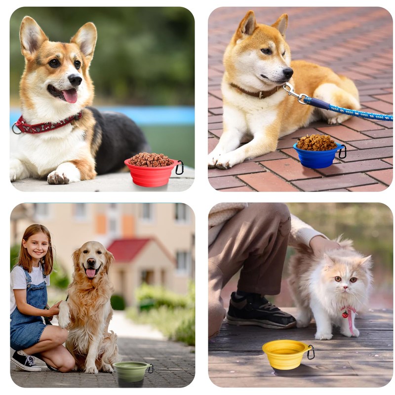 PetBonus 2-Pack Silicone Collapsible Dog Bowls, BPA Free Dishwasher Safe,