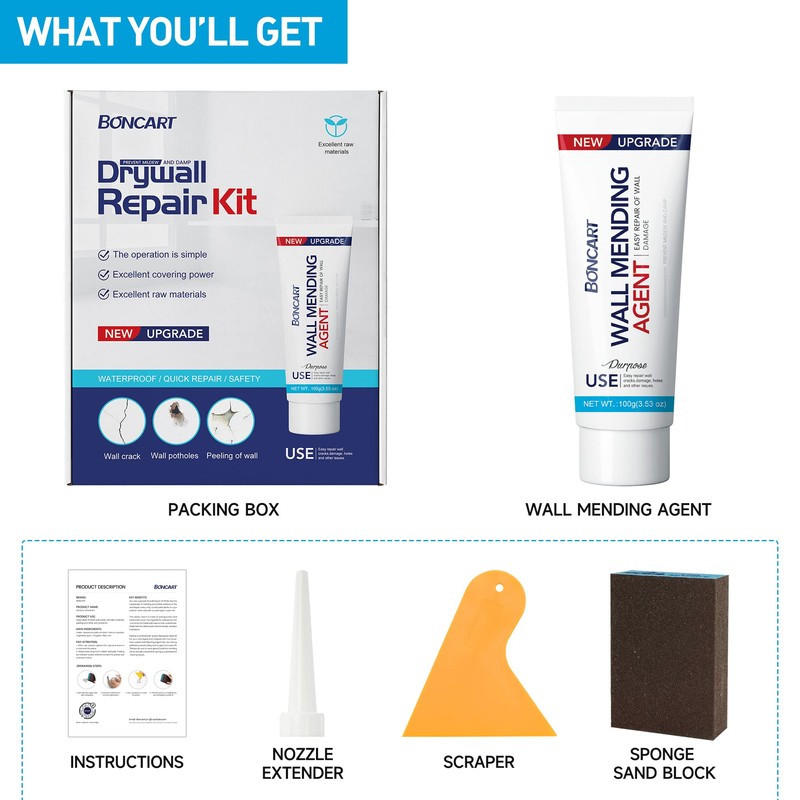 BONCART Spackle Wall Repair Kit,Drywall Repair kit,Wall Mending Agent Putty