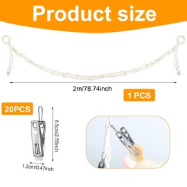 XYTAHDM Cuddly Toy Storage Net, 200 cm Hand-Woven Rope with 20 Clips, Cuddly Toy Storage, Soft Toy Storage, Net for Cuddly Toys, Cuddly Corner, Room Decoration