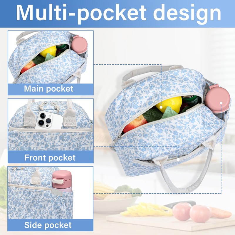Lunch Box for Women, Insulated Lunch Bag Cute Corduroy Lunchbag