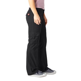 Dickies Women's Relaxed Fit Cargo Pants, Rinsed Black, 12