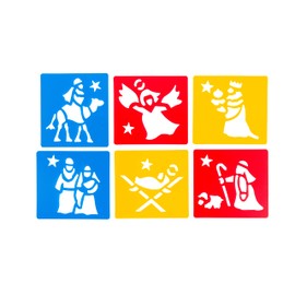 Christmas Crafts | Washable Strong Plastic Stencils | Christmas Nativity Scene Themed | Pack of 6 Stencils