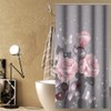 OERJU Floral Shower Curtain Pink Rose Stylish Bath Curtain with