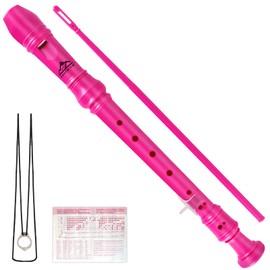 EASTROCK Recorder Descant Soprano Recorder C Key Recorder German 3-Piece Recorder Instrument for Children Rose Red