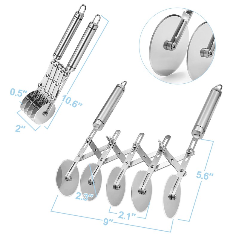 5-Wheel Professional Pastry Cutter - Stainless Steel Pizza & Dough