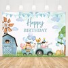 APROPHIC Children's Birthday Banner Background Blue Animals Photo Background Happy