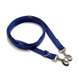 Police Style Dog Training Lead Double Ended 5ft (1.5 Metres Approx) Adjustable Leash Multi-Functional In Cushion Webbing (25mm, Navy)