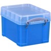 Really Useful Plastic Storage Box 3 Litre Transparent Bright Blue