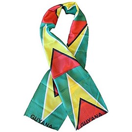 K's Novelties Set of Two 2 Guyana Country Lightweight Flag Printed Knitted Style Scarf 8"x60"