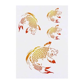 4 x 'Orange Koi Carp' Temporary Tattoos - Water Resistant, Skin-Safe, Non-Toxic Transfers, Mixed Sizes (TO00056798)