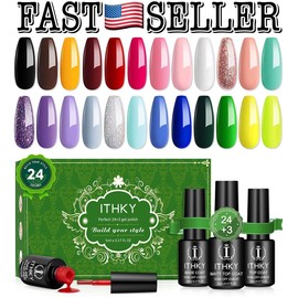 Ithky 27Pcs Set Soak Off UV Led Gel Nail Polish Kit With Base, Glossy & Matte Top Coat