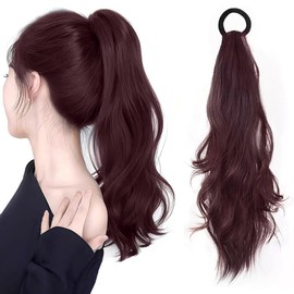 Yokosen Ponytail Wig, Extension, Ponytail, Ring, Wig, Ponytail, Elastic Type, Point Wig, Curl, Long, Curly Hair, 19.7 inches (50 cm), Partial Wig, Twin Tail, Hair Ornament, Natural, Stylish, Easy to