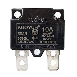 KUOYUH USA 10 Amp 125/250VAC 32/50VDC 88AR Series Automatic-Reset Thermal Overload Protector Circuit Breaker (1-Pack)