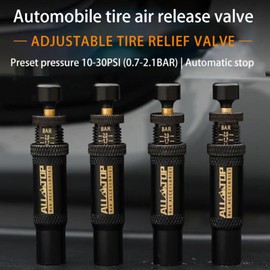 Automatic Tire Deflation Device, Tires Deflator 10-30 PSI Adjustable Tire Deflations Kit Pneumatic Tires Deflation Small and Lightweight Off-Road Accessories Jeep Gladiator Accessories (Set Of 4)