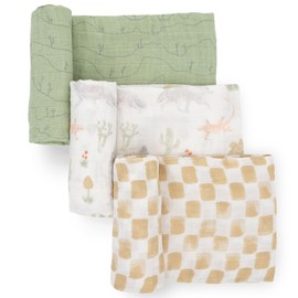 Little Unicorn - Desert Night Cotton Muslin Swaddle Blanket Set | Set of 3 | 100% Cotton | Newborns and Infants | 47" x 47" | Unisex