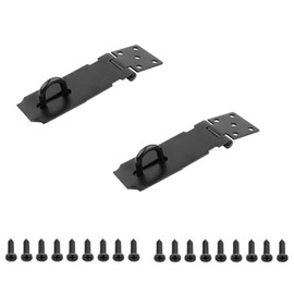 CuiCanfla 2 Pcs Door Hasp Latch Lock, Stainless Steel Padlock Hasp Door Clasp, Door Gate Lock Hasp with Screws, Stainless Steel Safety Packlock Clasp(Black)