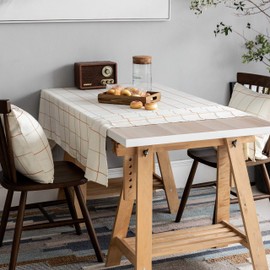 Home Brilliant Table Cloth for Rectangular Table Farmhouse Tablecloth Decorative Fabric Table Cover for Dining Table, Buffet Parties and Camping, 52x102 inch, Cream