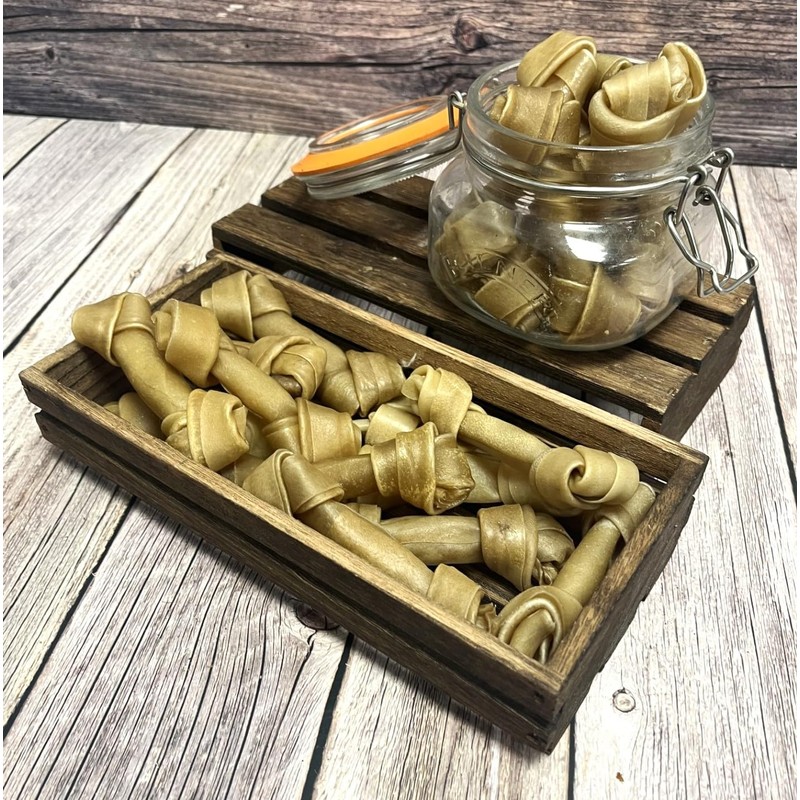 Small 4 inch Knotted Bones x 20 Natural Rawhide Dog