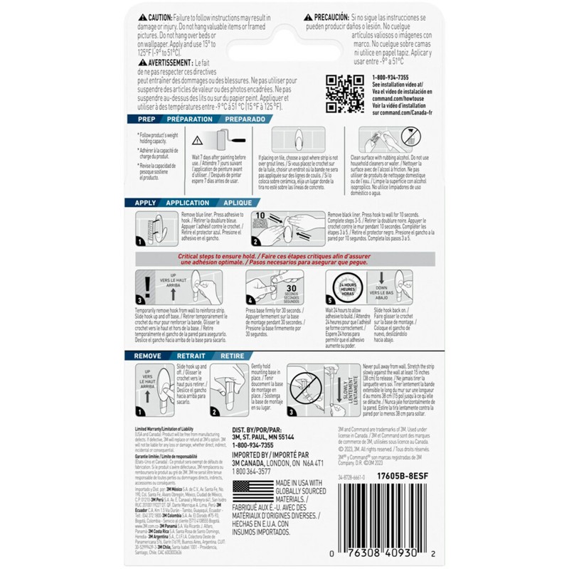 Command 5 lb Large Water-Resistant Refill Strips, 4 Strips, Reuse