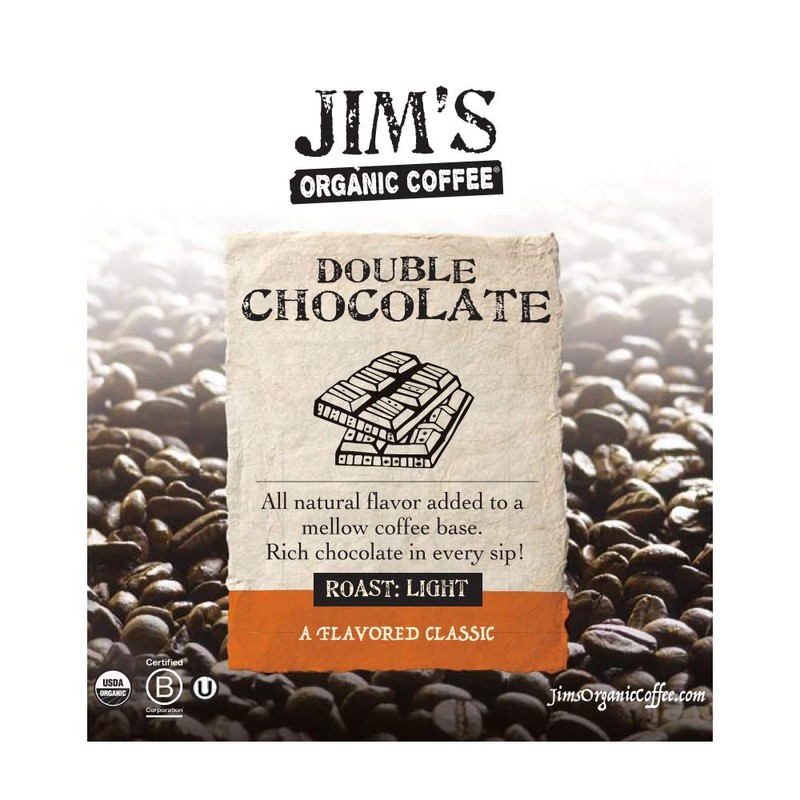 Jim’s Organic Coffee – Double Chocolate: Ground All Natural Flavored
