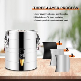 VorChef Stainless Steel Insulated Beverage Dispenser,Cold and Hot Drink Dispenser 5.28-Gallons 20 Liters Water Dispenser