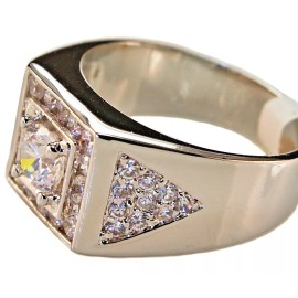 JGD 4.6 CT cz Solitaire With Accents  Men's ring 18k white gold Overlay size 9 T71