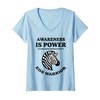 Womens Awareness Is Power EDS Warrior Zebra Design Ehlers-Danlos V-Neck