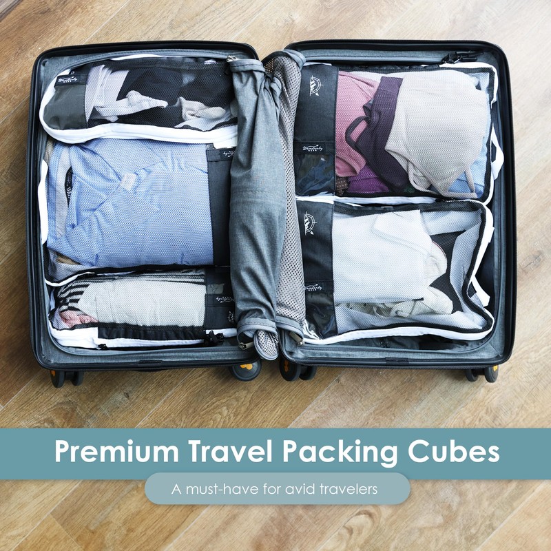 Wanderly Gear Compression Packing Cubes (Black/White 6 piece set)