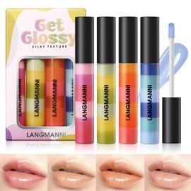 BeauFairy Lip Gloss Set, 4 PCS, Tinted Lip Balm, No-Sticky Lip Oil, Hydrating Liquid Lipstick, Moisturizing Lip Lacquer, Long Lasting Enhanced Gloss Lip Glaze Beauty Makeup Cosmetic for Girls, 177