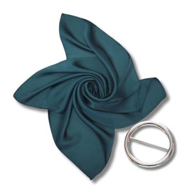 JAPANDIPITY Women's Scarf, 27.6 inches (70 cm), Plain, 23 Colors, Silk Touch, Polyester - Smooth [Scarf Ring Set] Summer Large, deepgreen