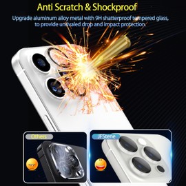 JFStene Camera Lens Protector for iPhone16 Pro/iPhone16 Pro Max Camera Cover 9H Tempered Glass Screen Protector Metal Individual Ring Camera Cover Drop Protection Case Friendly (Silver White)