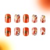 Thanksgiving Press on Nails Short Square Fake Nails with Orange