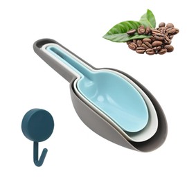 3-Piece Set Plastic Ice Scoops, 1 Strong Scratch-Free Hook, Multi-Purpose Anti-scalding Food Spoon, Kitchen Bar, Flour Dessert Coffee Ice Scoop, Storage Container Scoop
