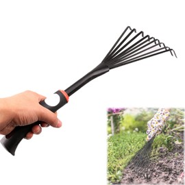 14inchGarden Rakes 9 Root Metal Heavy Duty Small Rake for Garden Lawn Yard Patio Cleaning